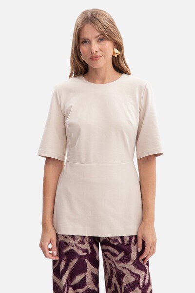 BEWEAR Knitted blouse with peplum and short sleeves