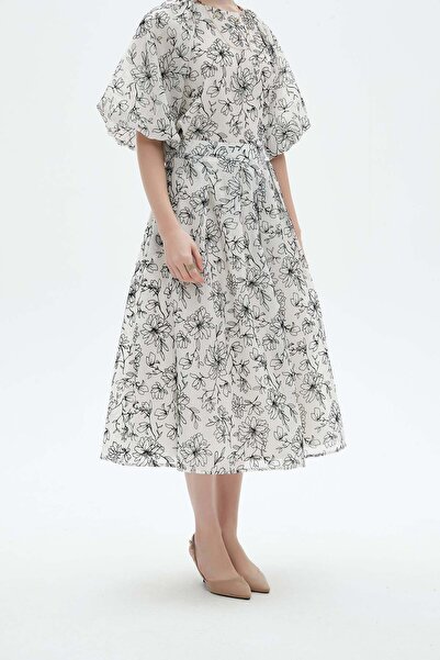 Nichii Embroidered Ruffled Midi Skirt