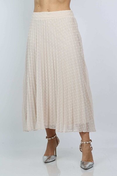 Nichii تنورة متوسطة الطول منقطة بكسرات