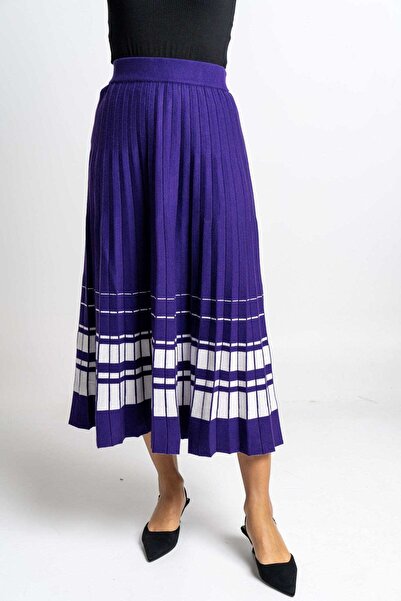 Nichii Striped Midi Skirt with Ribbed Detail