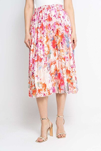 Nichii Floral Pleated Midi Skirt