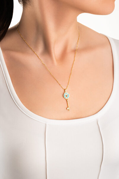 So CHIC... Mistik Göz 18 Ayar Sarı Altın Kaplama 45 Cm Gümüş Uğurlu Baykuş Kolye
