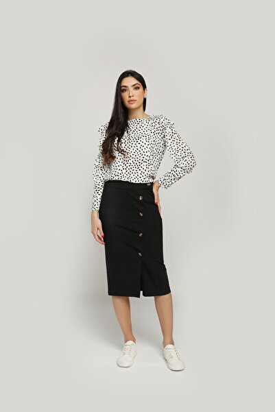 Nichii تنورة ميدي بأزرار أمامية