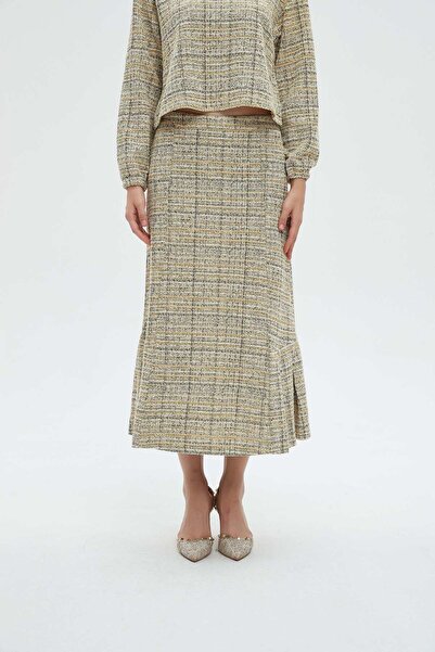 mica Checkered Midi Skirt