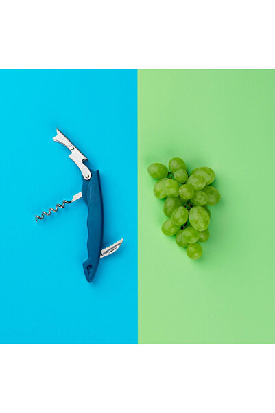 Tasty 678385 Corkscrew, Built-in Beer Bottle Opener, Stainless Steel, Blue