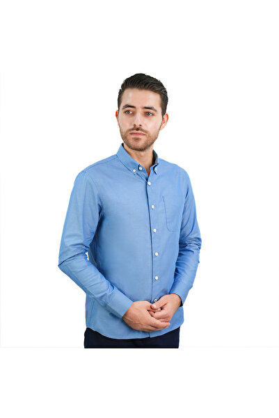 Giordano قميص رجالي بقصّة Slim Fit: 100% قطن بوبلين، بأكمام طويلة