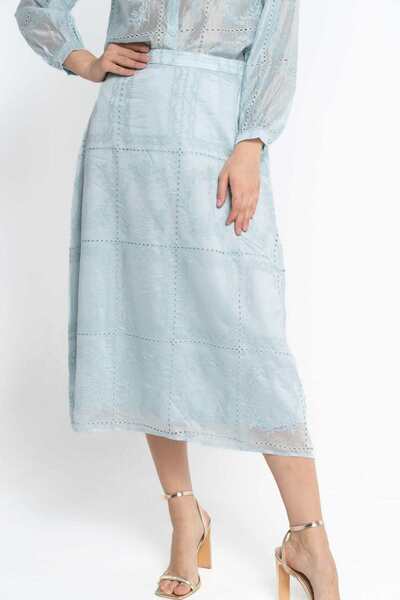 Nichii Lace Detail Printed Midi Skirt