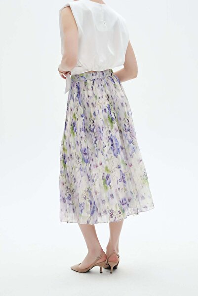Nichii Embroidered Ruffled Midi Skirt