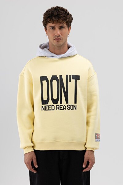 VAMOSCLO سويت شيرت كبير الحجم مطبوع بلونين أصفر