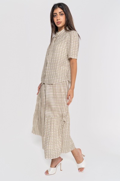 Nichii Checkered Loose Fit Maxi Skirt