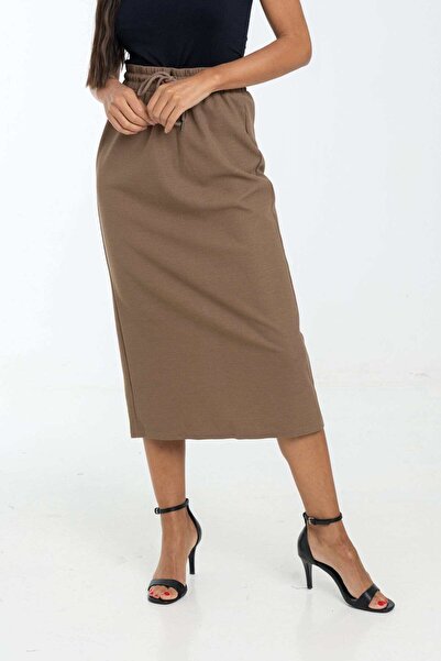Nichii Solid High-Waist Midi Skirt