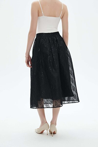Nichii Printed Midi Skirt with Lace Details