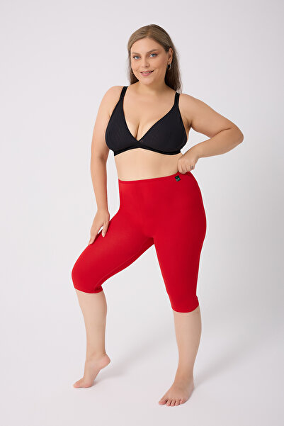 ELİT zümrüt Women's Knee-Length Capri Leggings 100% Cotton with Elastic Waistband