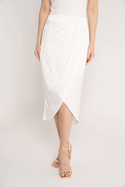 Nichii Solid Midi Skirt with Front Slit