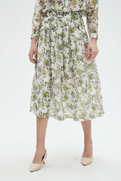 Nichii Floral Ruffled Midi Skirt