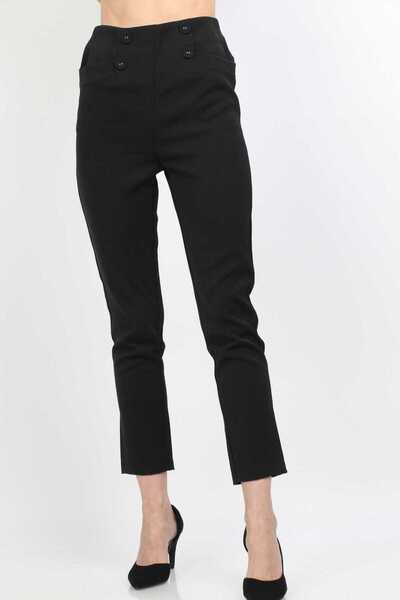 mica High-Waist Button-Front Pants