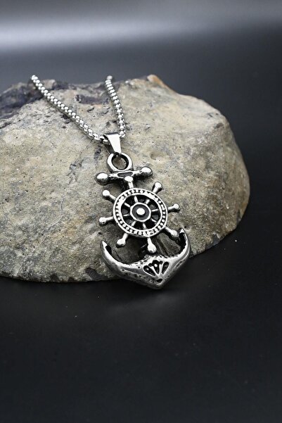 Prestige Çapa Dümen Figürlü Kolye Paslanmaz Çelik Zincir 902291