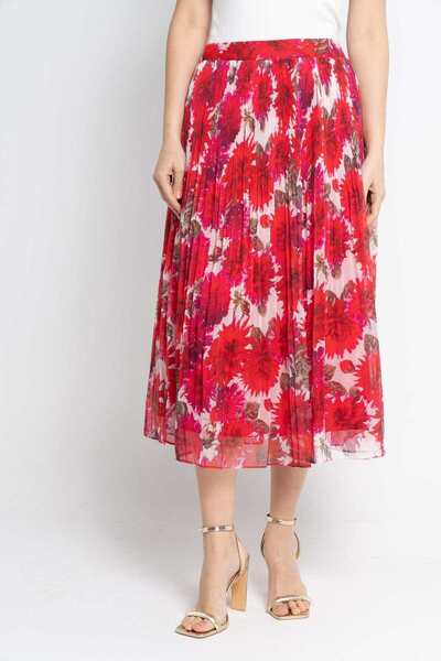 Nichii Embroidered Pleated Midi Skirt