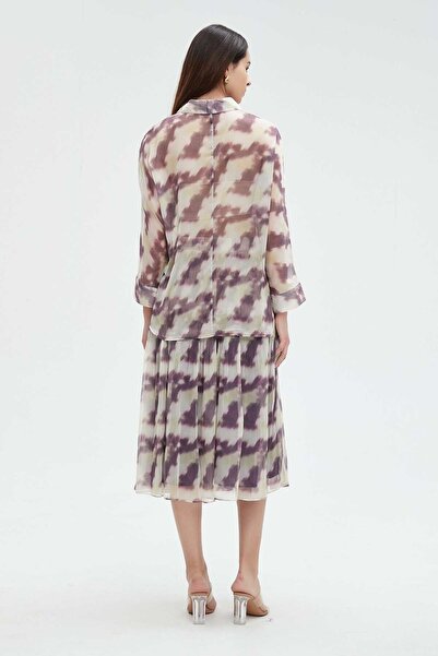 Nichii Graphic Print Ruffled Midi Skirt