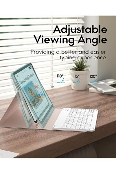 CHESONA iPad Pro 12.9 inch Case with Wireless Detachable Keyboard & Pencil Holder - Rose Gold