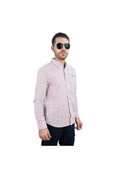 Giordano Men's Cotton Oxford Shirt - Small Lion Embroidery, Slim Fit, Full Button