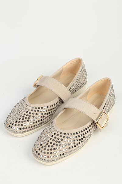 Pierre Cardin Beige Studded Ballerinas Pc-55213
