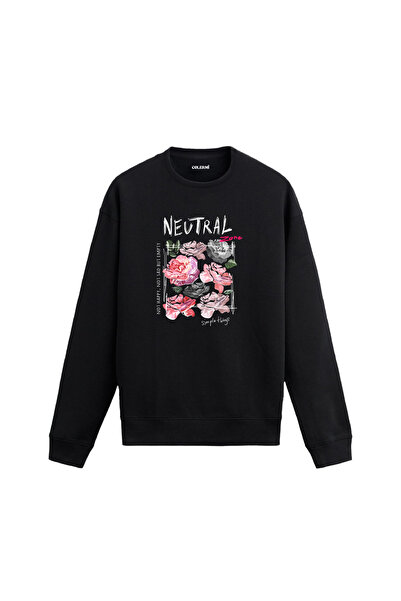 Colermi سويت شيرت مطبوع عليه نصوص وطباعة زهور من نيوتريال زون