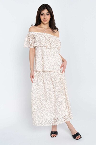 Nichii تنورة ماكسي مطرزة بالدانتيل