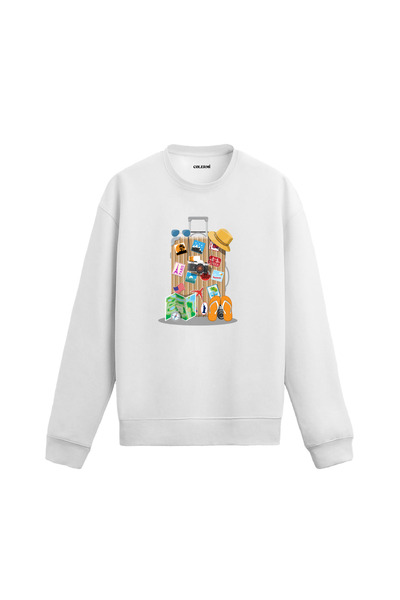 Colermi سويت شيرت مطبوع عليه حقيبة ملونة ذات طابع السفر