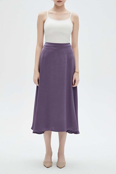 mica Solid Midi Skirt with Ruffles