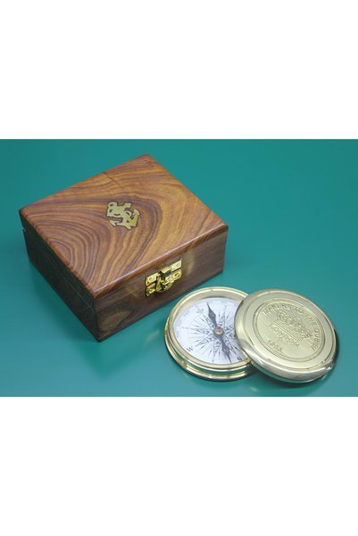 Kişiye Özel Ahşap Kutulu Pirinç Pusula 12*10cm