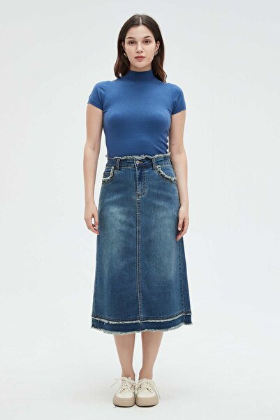 Nichii Solid Midi Skirt with Pockets