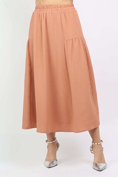 Nichii Solid Midi Skirt with Elastic Waist