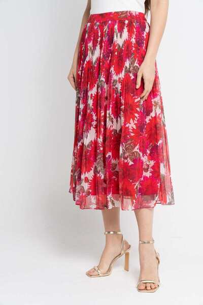 Nichii Embroidered Pleated Midi Skirt