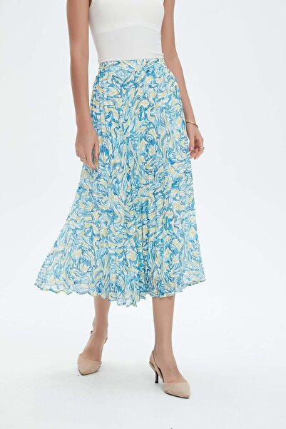 Nichii Printed Pleated Midi Skirt