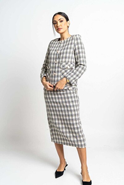 Nichii Checkered Midi Skirt