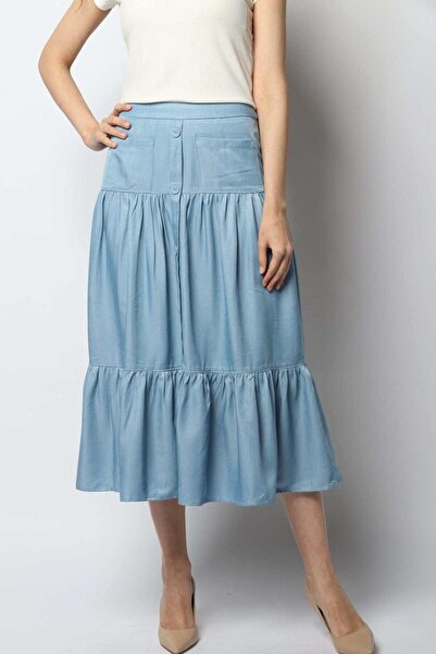 Nichii Solid Midi Skirt with Pockets