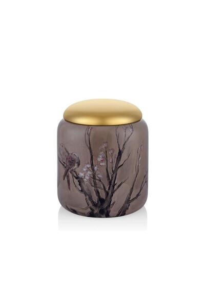 LAMEDORE Ağaç Dalı Desenli Kapaklı Vazo Büyük Boy 26x30 cm