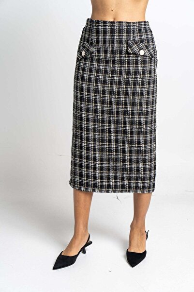 Nichii Checkered Midi Skirt