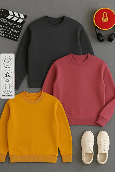 COMBİNE MİCHAİL Men's Long Sleeve Winter Loose 3-Piece Sweatshirt