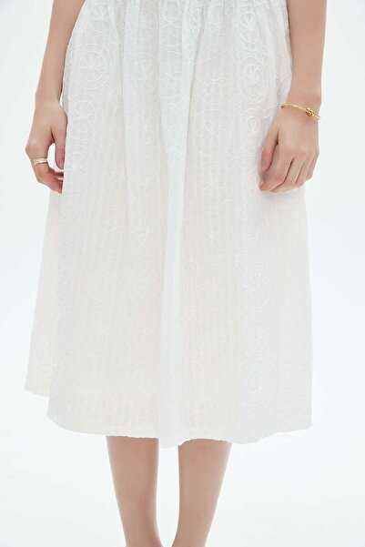 Nichii Embroidered Ruffled Midi Skirt