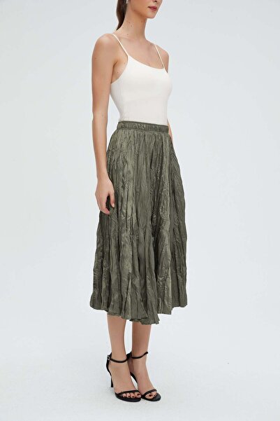 Nichii Solid Ruffled Midi Skirt