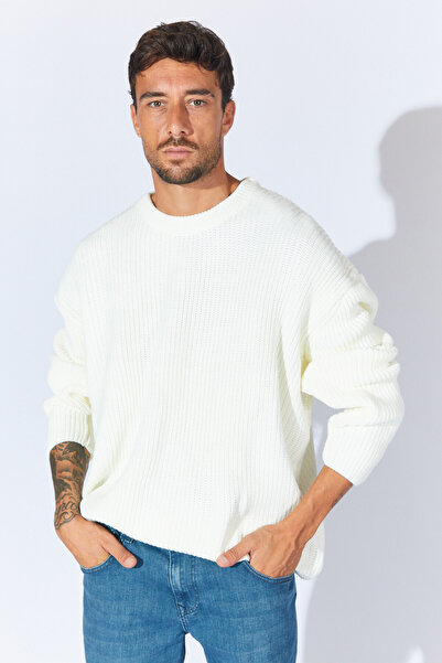 Manche Bisiklet Yaka Oversize Basic Kazak - Ekru | MEW515256-01