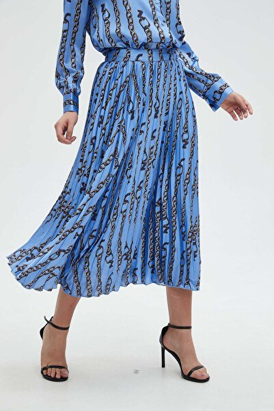 mica Printed Pleated Midi Skirt