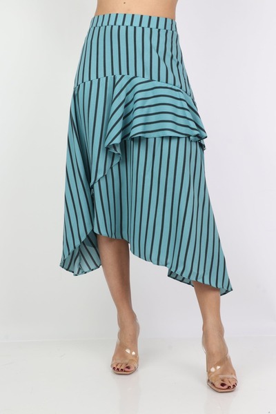 mica Striped Layered Midi Skirt