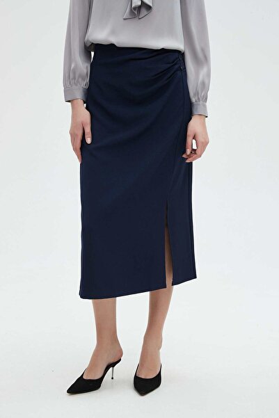 Nichii Solid Midi Skirt with Side Slit