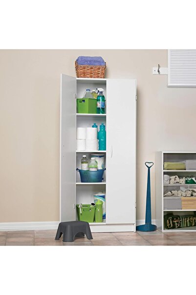Modern home White Tall Storage Cabinet | 2-Door Utility Cupboard for Pantry, Laundry & Garage