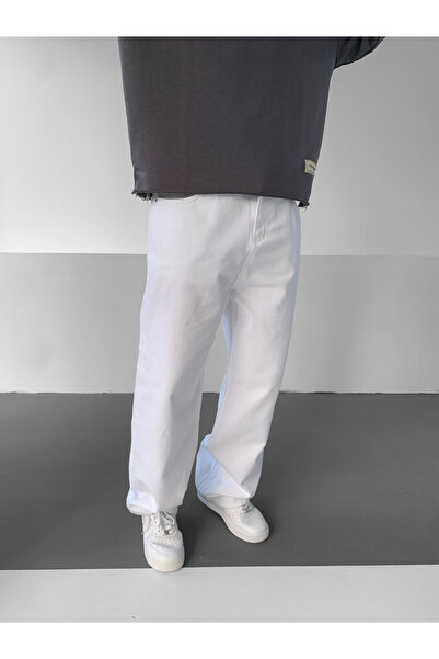 NO1 KONSEPT White Basic Baggy Jeans