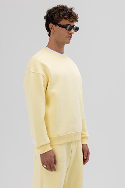 VAMOSCLO Basic Crew Neck Oversize Sweatshirt Yellow