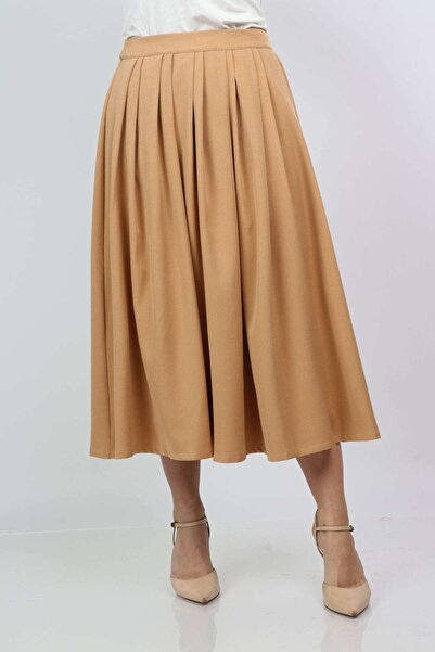 Nichii Solid Ruffled Midi Skirt